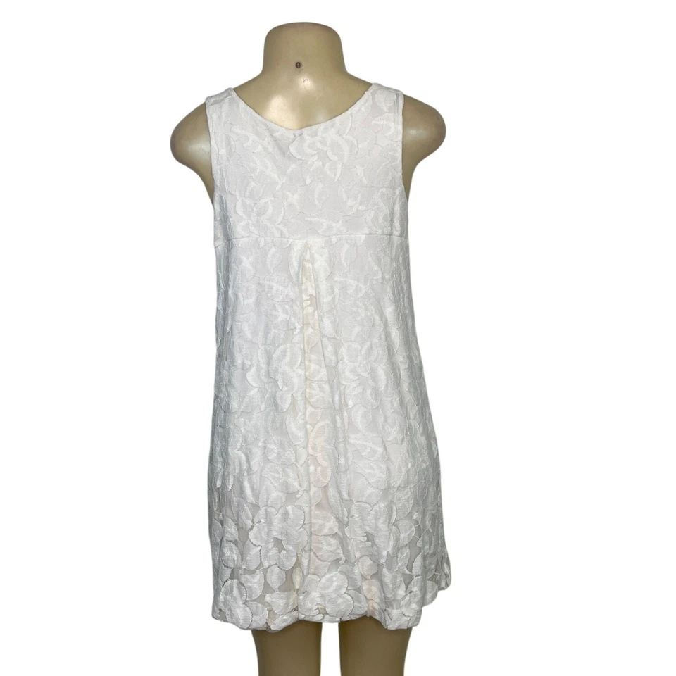 White Floral Lace Sleeveless Mini Dress By Twentyone Size M - Image 3 of 4