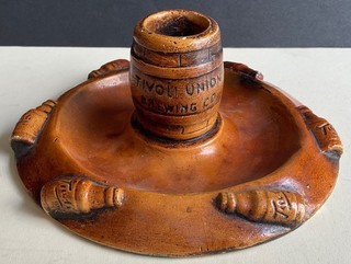 TIVOLI UNION BREWING COMPANY DENVER COLORADO POTTERY MATCH HOLDER BEER ANTIQUE