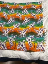 Striking Unity Trading Scarf/wrap 60" X 42 1/2" orange,  green flower