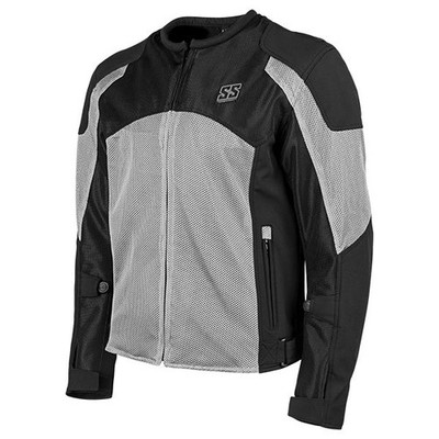 SPEED AND STRENGTH MEN'S MIDNIGHT EXPRESS MESH MOTORCYCLE JACKET MEDIUM SILVER