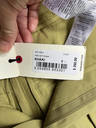 NWT Ted Baker Women Jemila Belted Wide Leg Pants 0 Khaki - Picture 16 of 16