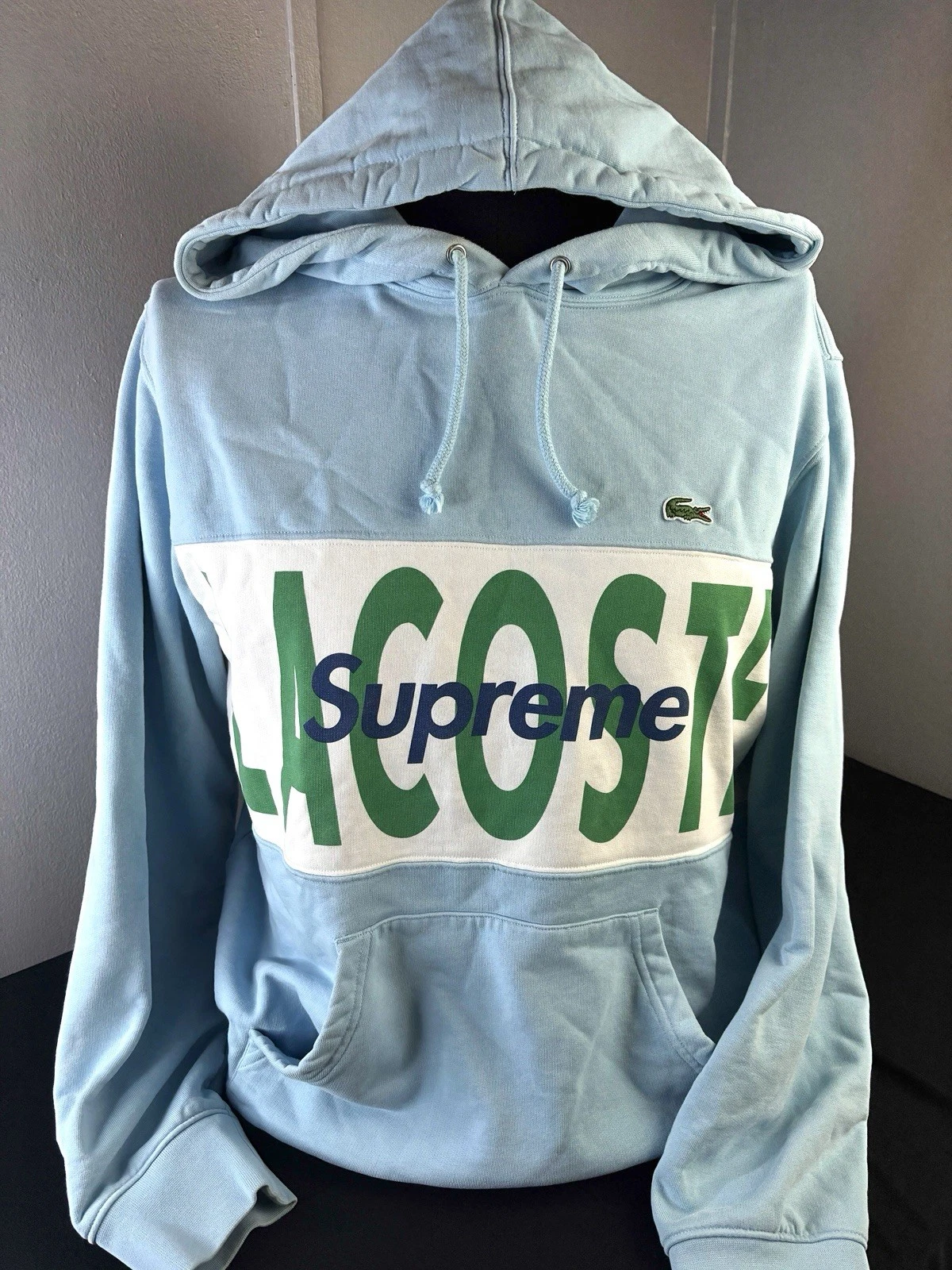Sweat à capuche Supreme Lacoste Logo bleu clair taille (M)