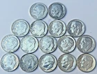 16 Roosevelt Silver Dimes 90% Silver ~1.26 Oz ASW $1.60 Face 1950s-1964