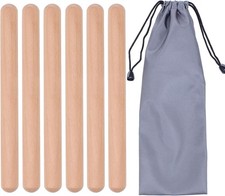 3 Pairs Wood Claves Percussion Instrument, Classic Hardwood Beige,grey