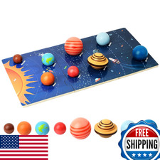 Wooden Solar System Model Board Montessori Toy Planets Puzzle Science STEM Space