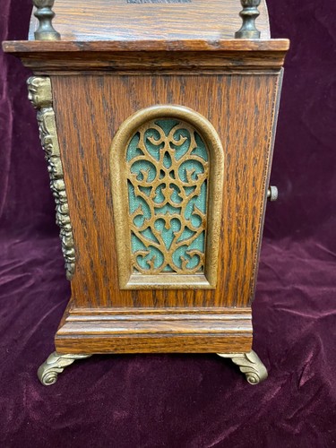 Vintage WUBA Warmink Mantel Clock Moon Phase Dial Double Bell Chime - Picture 6 of 23