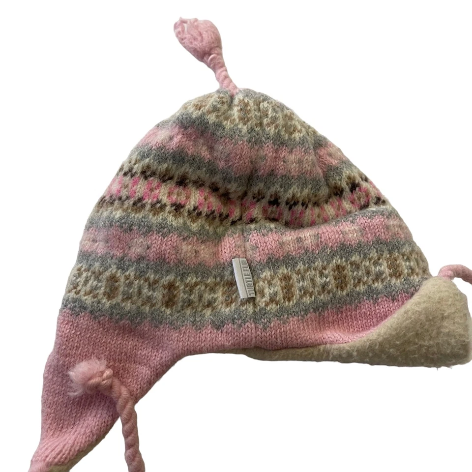 Gorro de nieve de invierno de lana rosa de lana para niñas de piel de tortuga OS Foto 3 de 4