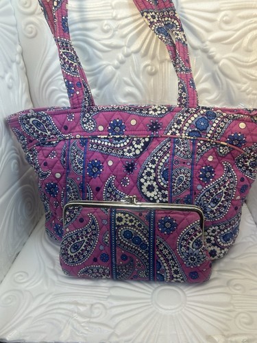 Vera Bradley Tasche/Tasche rosa/blau Paisley mit Geldbörse - Bild 18 von 21