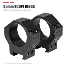35mm Scope Rings Pair Picatinny Weaver Mounts 6061 Aluminum Black