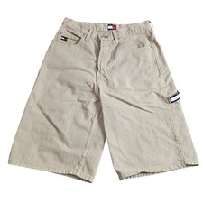 Vintage 90s Tommy Hilfiger Carpenter Shorts 30 Denim Beige Utility Heritage