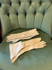 Lot 2 Pairs Victorian Ladies Leather Gloves , Off White - Never Worn