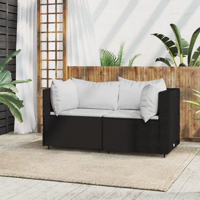 Patio Corner Sofa Black PE rattan Standard Modular