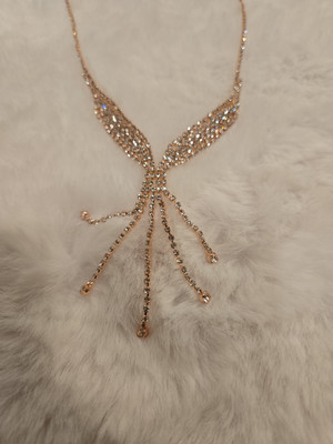 Claire s 3 Rose Gold Rhinestone Y-Neck Necklace & Drop Earrings Set