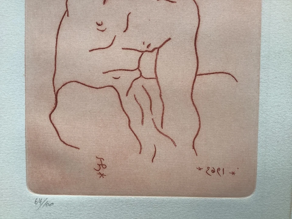 Originale alte Jean Cocteau Radierung signiert datiert nummeriert limitiert - Bild 3 von 4