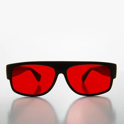 80er Low Rider Flat Top Sonnenbrille mit roten Gläsern - Linux - Bild 1 von 3