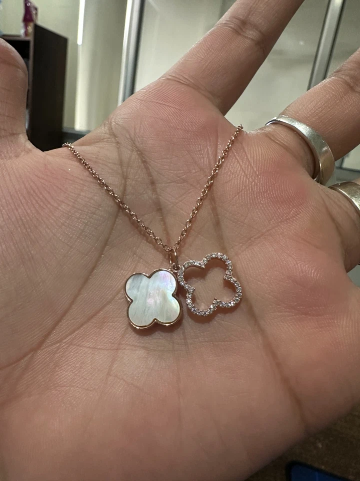 Colgante Madreperla con Moissanita | Collar para Mujer Acabado Oro Rosa Foto 4 de 4