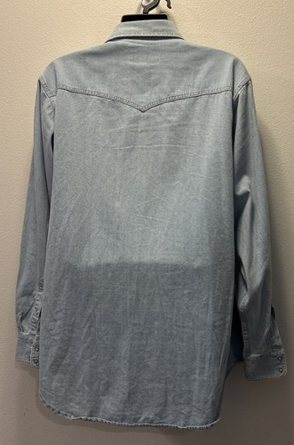 Schaefer Outfitter Mens Light Denim Western Pearl Snap Shirt Size Extra Large - Picture 3 of 4