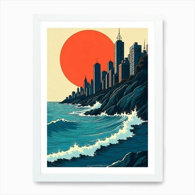 Sunset At The Beach 34 Art Print Framed Wall Art Poster Canvas Print Picture