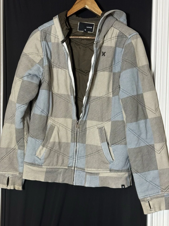 Sudadera con Capucha Hurley Cremallera Completa De Colección S Sudadera a Cuadros Forrada S Skate escena punk Y2K Foto 2 de 4