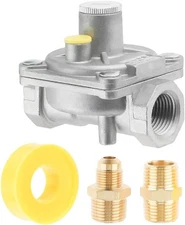 1/2" Natural Gas Pressure Regulator with 2 Brass NPT Conversion Adapters