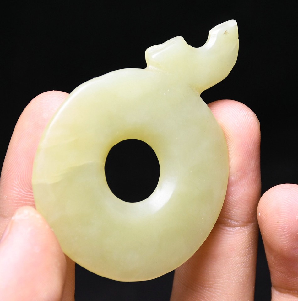 Antiguo Colgante Escultura Pato de viejo Jade Hetian Chino tallada a mano