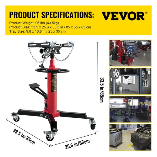 VEVOR Transmission Jack 1322 lbs 2-Stage Hydraulic High Lift Vertical Telescopic - Picture 7 of 12