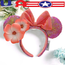 Disney Parks Orange Plumeria Exclusive Aulani Hawaii Minnie Ears Headband US  