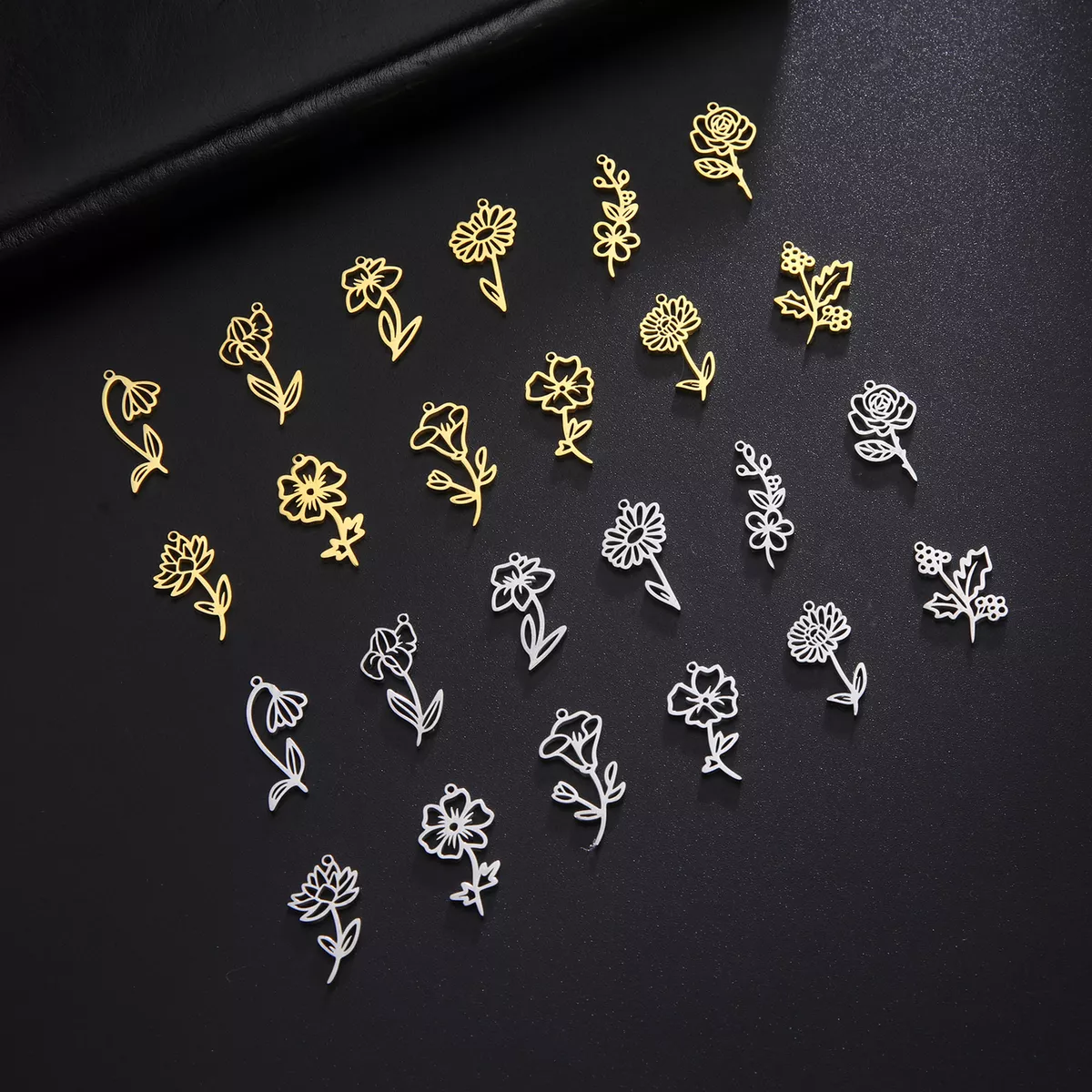 12pcs Birth Flower Charms for Jewelry Making Wholesale Necklace Bracelet  Earring