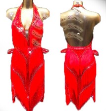 L1969 women Competition samba Latin/Rhythm Rumba dress UK 6 US 4 red