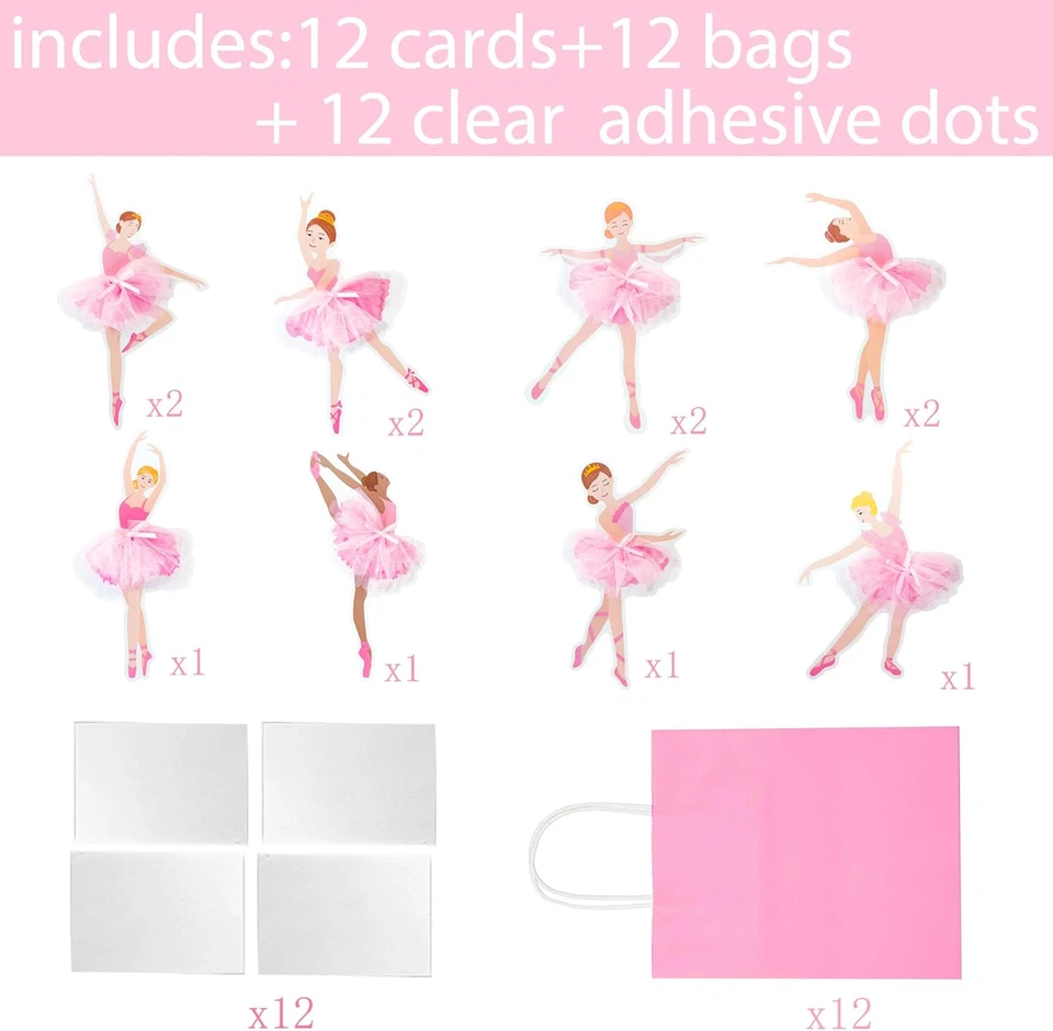 Ballerina Favor Bags 12PCS Ballet Dance Treat Bags Ballerina Birthday Party Supp - Imagem 2 de 4