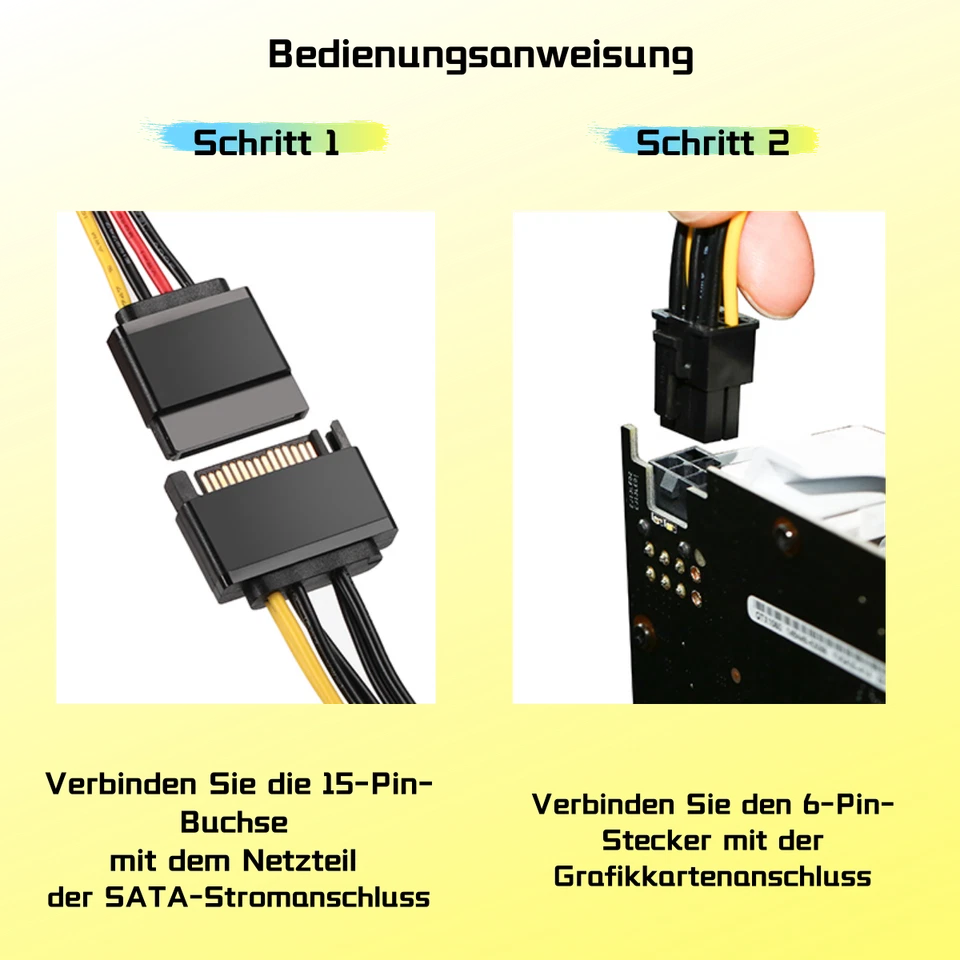 K26 SATA  Kabel 15Pin auf 6Pin PCI Express Stromkabel Power Adapter Grafikkarte - Bild 3 von 4