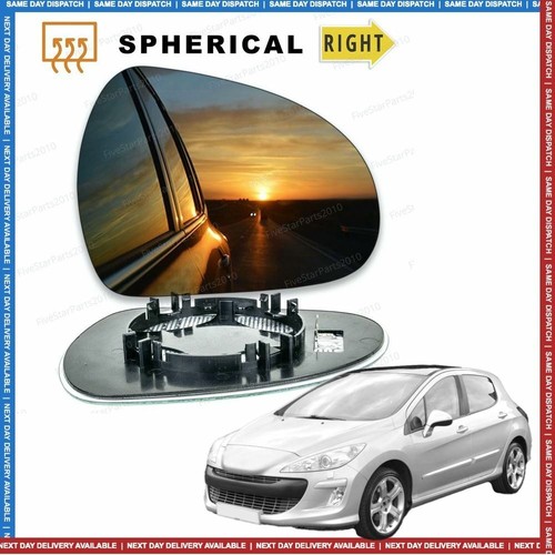 Right Driver side wing mirror glass for Peugeot 308 0714 Heated CC SW