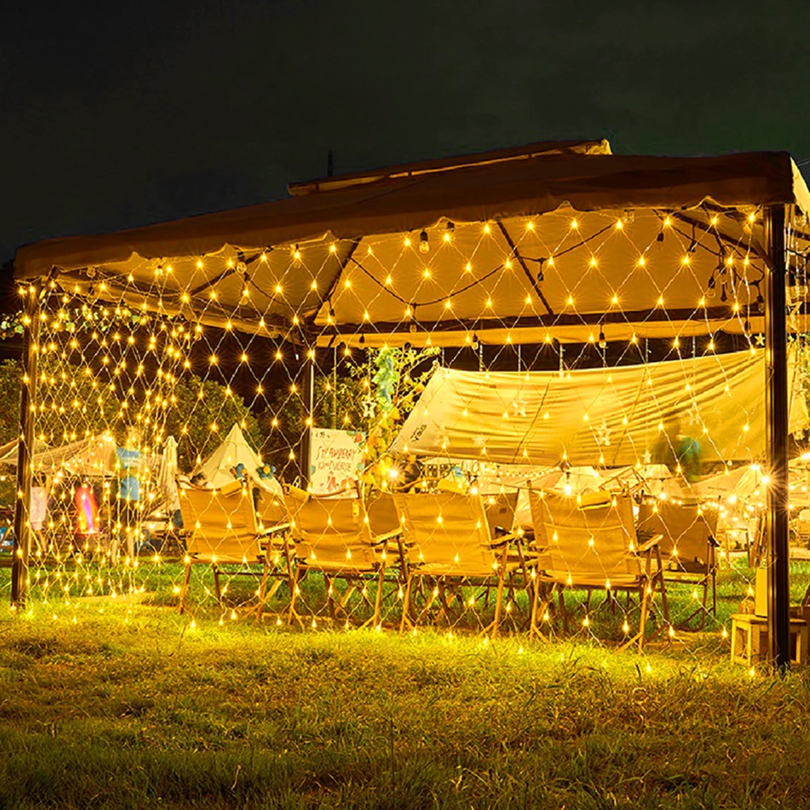 198 Led 9.8ft x 6.6ft Outdoor Net Lights, Connectable 8 Lighting Twinkle Mode...