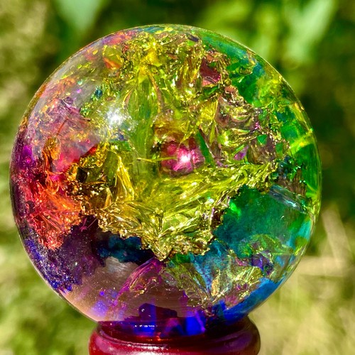 Sfera di quarzo arcobaleno titanio naturale 157G sfera di cristallo guarigione - Foto 6 di 15