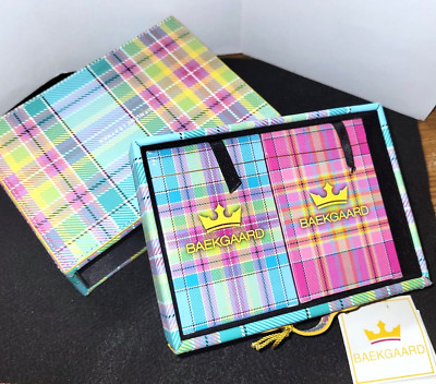 Baekgaard Double Card Deck Leather Case Tartan Bright & Caribbean Blue