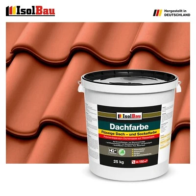 ISOLBAU Dachfarbe Ziegelrot 25 kg Sockelfarbe Fassadenfarbe Dachbeschichtung RAL Farbe