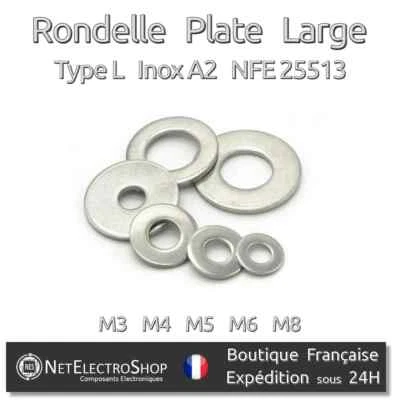 Rondelle Large (L) Inox A2, M3 M4 M5 M6 M8, Lot 5 à 100 pcs - Photo 1/2
