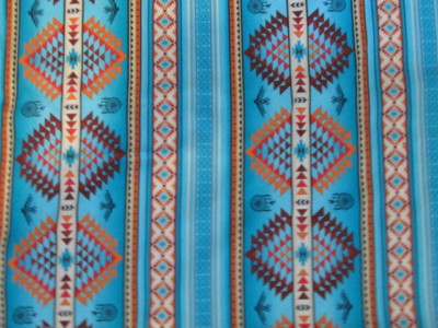 Navajo Stripes Diamond Dream Catchers Phoenix Orange Blue Cotton Fabric FQ