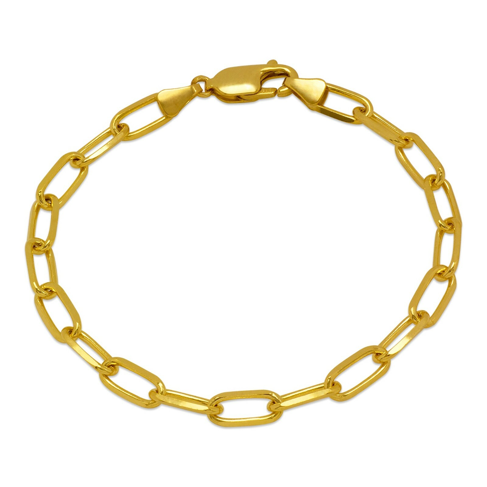 14K Solid Yellow White Rose Gold Bracelet Men Women 3.54.5mm Paperclip