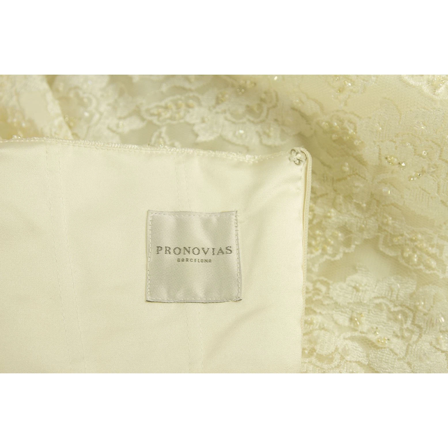 OFF WHITE Abito da sposa Pronovias bianco con perline lunghezza pavimento abito in pizzo 42 it