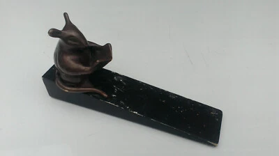 cale porte Souris Mouse BRONZE cale en bois Pushing Door Stopper With Wood Wedge - Photo 1/4