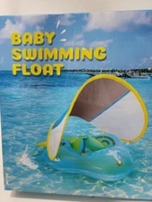 3-36 Mos Baby Swimming Pool Floats with Canopy Inflatable Infant UPF 50+UV Sun
