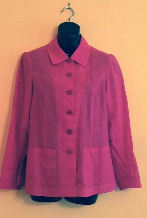 Giacca di lino vintage Kenzo Paris fucsia bottoni davanti TG 36 Made in France CARINA