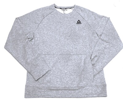 Reebok Men Long Sleeve French Terry Crew Neck Sweatshirt Heather Gray  Medium $25
