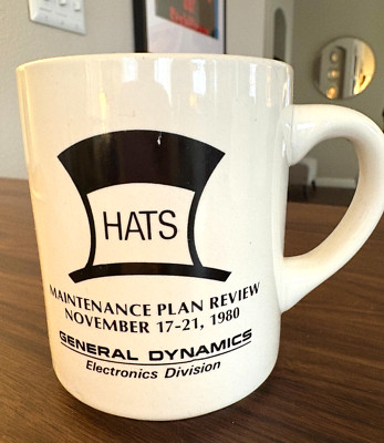 General Dynamics Electronics Division Vintage HATS 1980 Maintenance Review Mug