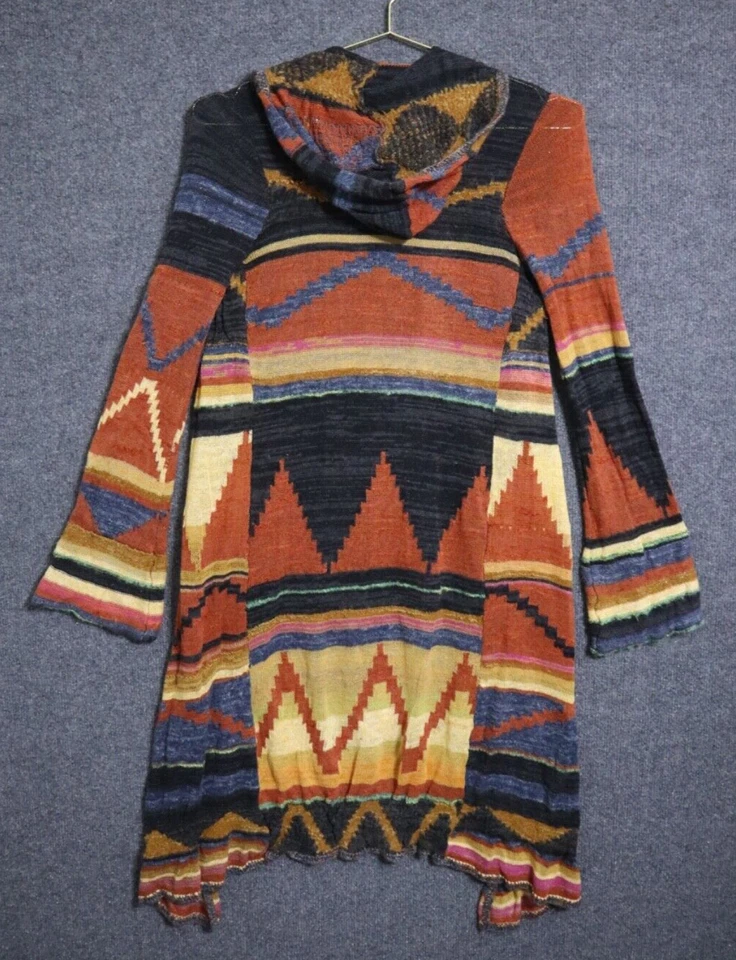 Free People Lima Aztec Hooded Cardigan Duster Sweater Long Women Small Multi - Image 3 of 4