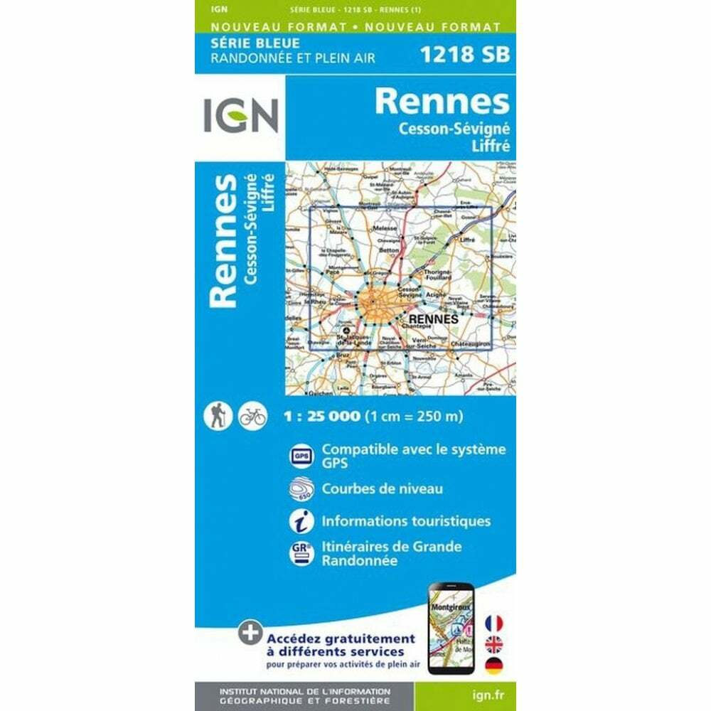 France 1:25K map 1218SB - Rennes / Cesson-Sévigné / Liffré map
