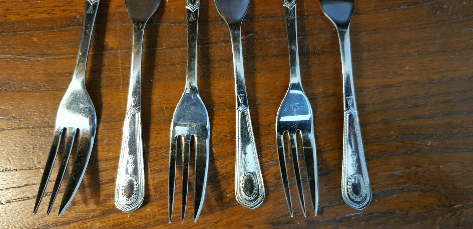 Vintage Set Six Chromium Plated Pastry Forks eBay