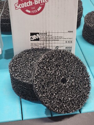 (5) Scotch Brite  6  x 5/8  Arbor Clean Strip Paint Rust Removal Disc X-Coarse
