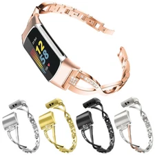Glitter Rhinestones Stainless Steel Band Bracelet Strap For Fitbit Charge 6 5